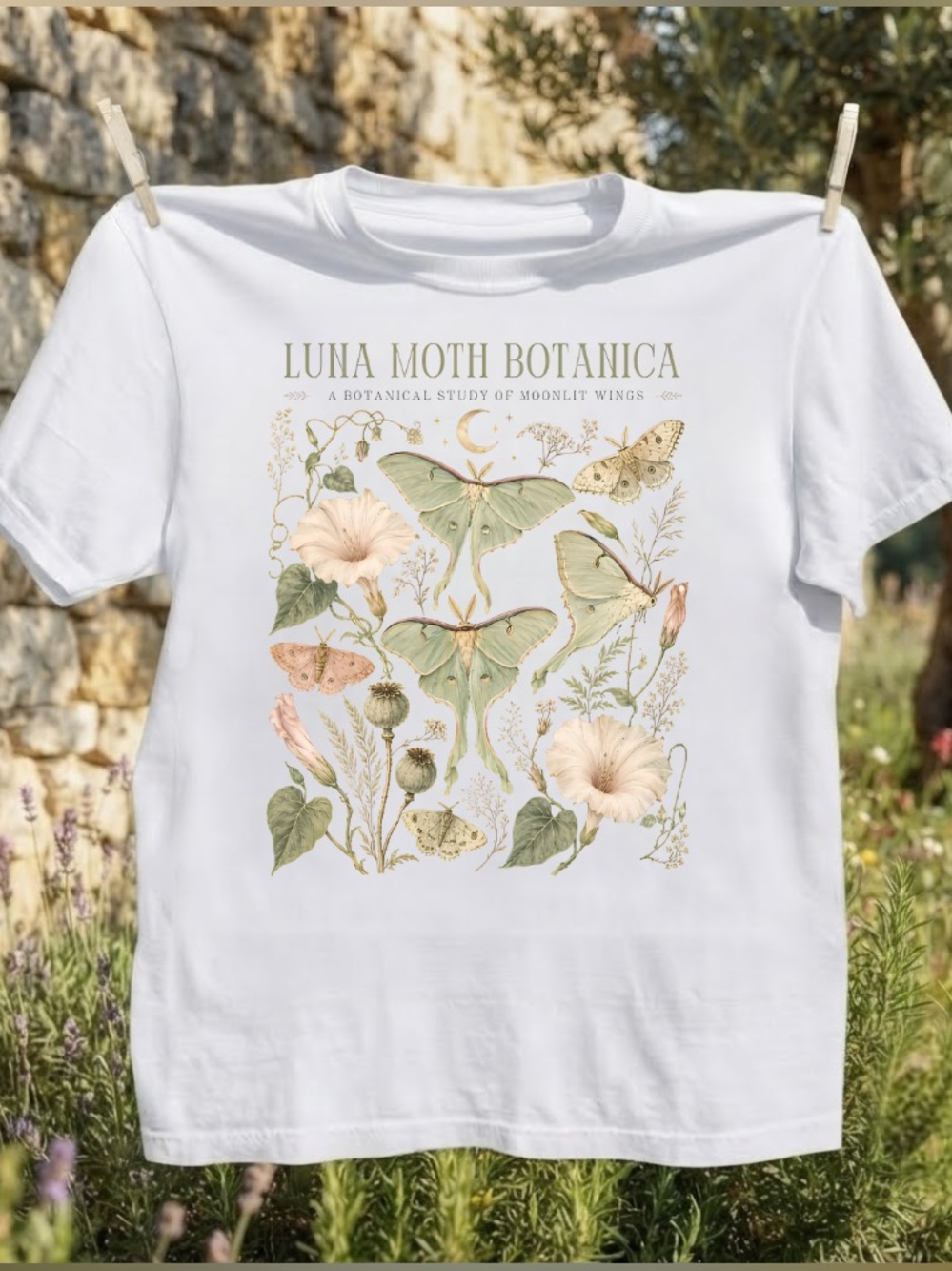 Luna Moth Botanica Graphic T-Shirt | Botanical Study | Dreamy Vintage